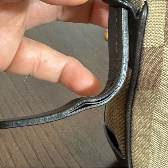 BALLY Monogram Brown textile & leather shoulder crossbody pochette mini Bag y2k - Picture 16 of 17